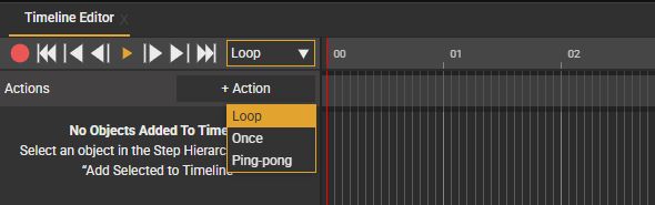 End of playback dropdown showing Loop, Once, and Ping-pong.